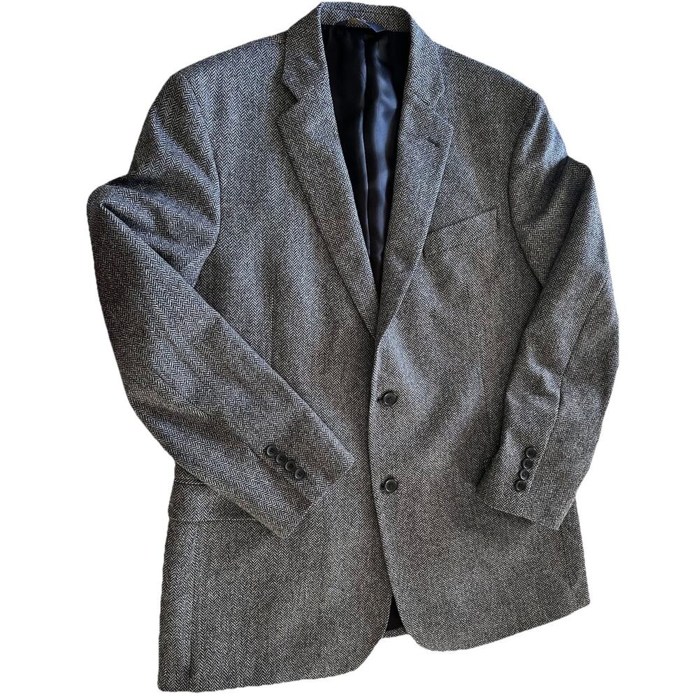 Brooks Brothers Men 346 Fitzgerald Fit Houndstooth Blazer- 44L Gray Morgado Wool